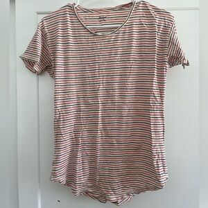 Madewell Whisper Crew Neck Tee Striped Red/White/Red
